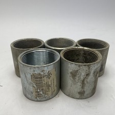 Lot of 5 1-12" Galvanized Threaded Rigid Pipe/Conduit Coupling Used