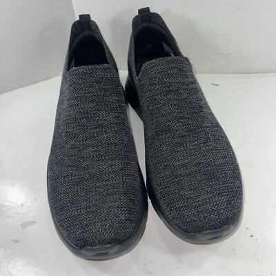 Skechers Mens Goga Mat Go Walk Stretch Slip On Black Gray Sz 