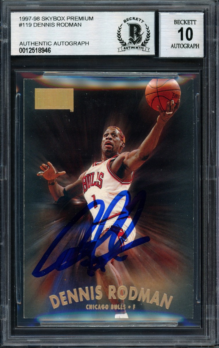 Dennis Rodman Auto 1997-98 Skybox Premium Card Auto Grade 10 