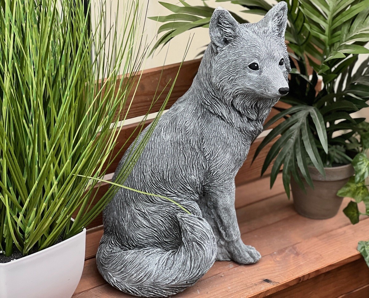 Sculpture en Pierre Grand Renard Roux fuchs Résistant au Gel Figurine de  Jardin | eBay