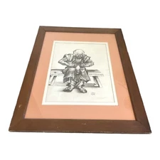 CHARCOAL DRAWING OF COBBLER BY L. BLAU EUROPEAN ART