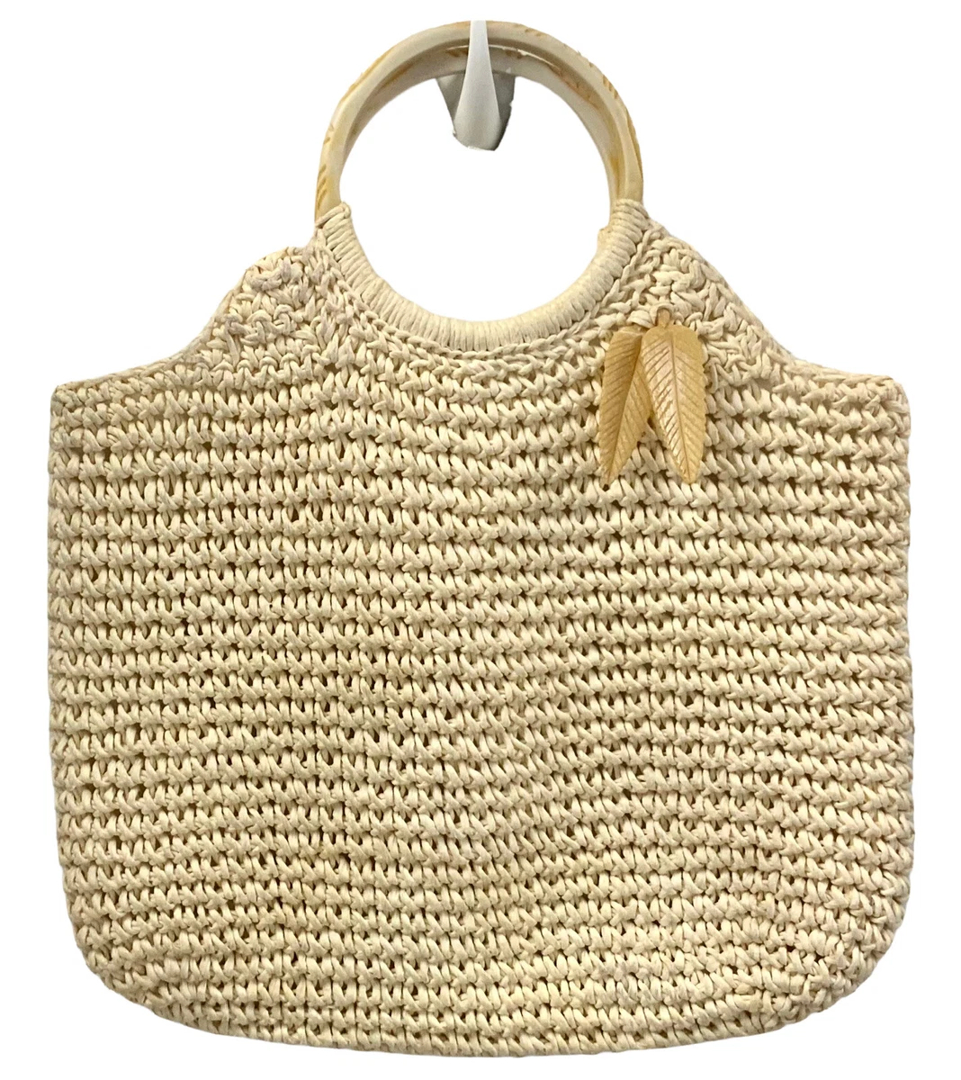 Tommy Bahama Straw Woven Purse Natural Color Hand Bag Tote Purse