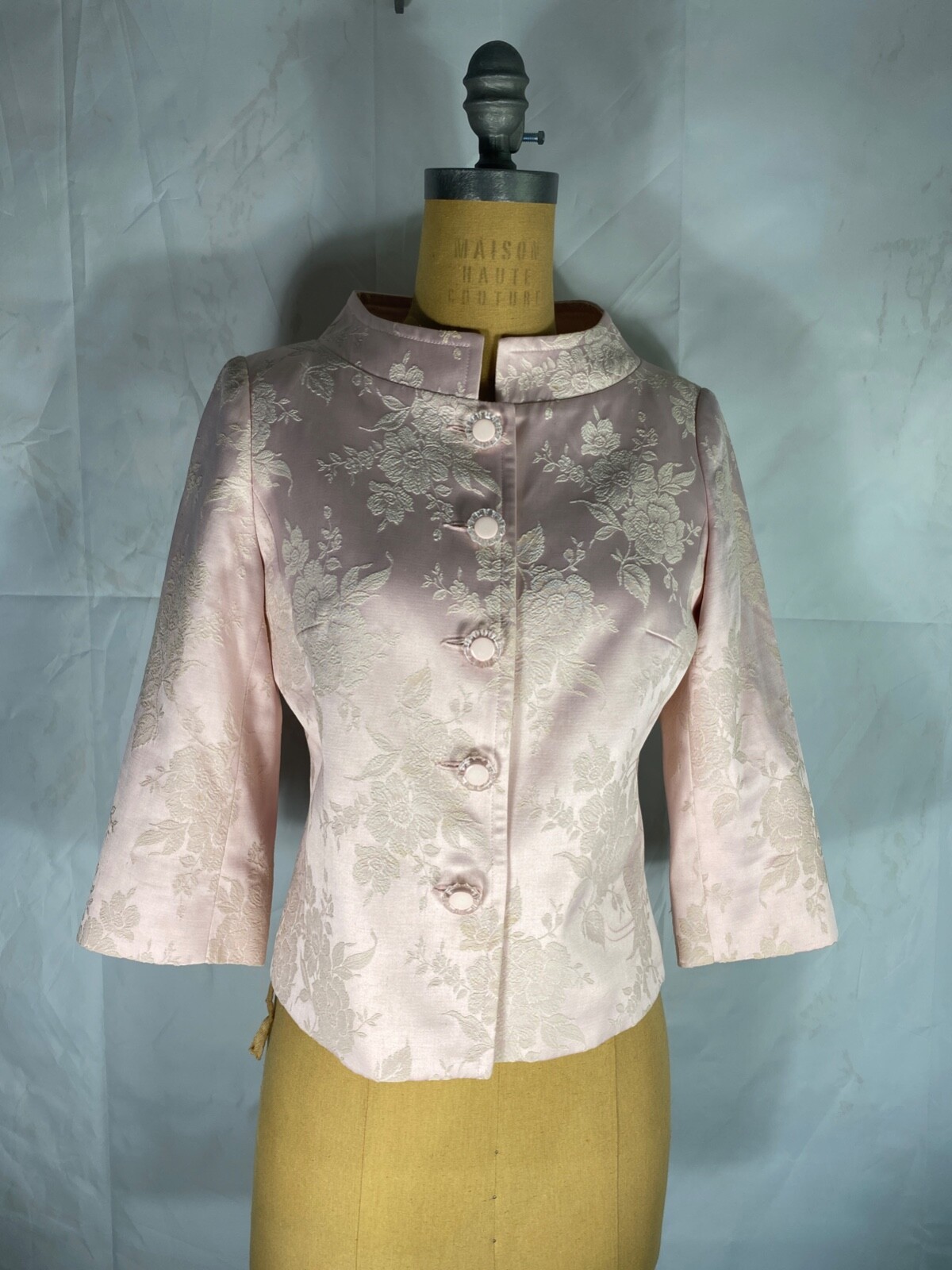 Arden B Light Pink Evening Wear Jacket 3/4 Sleeves With Flowers Medium