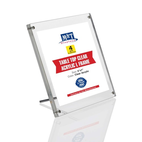 Clear Acrylic L Photo Frame 5x7" Sign Holder Portrait/Landscape Desktop Stand - Picture 23 of 26