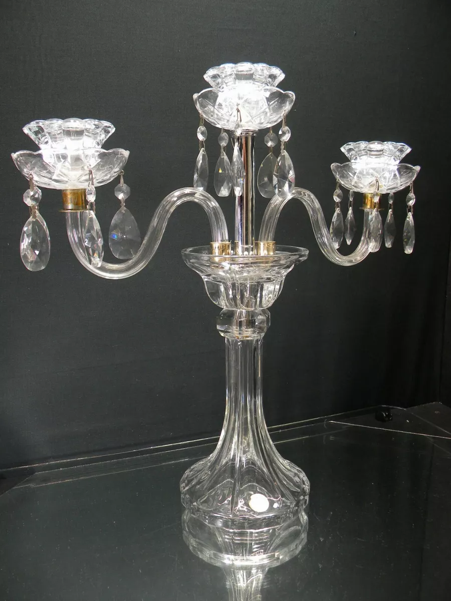 Elegant Cut Crystal Three Candle Candelabra Made in Poland eBay