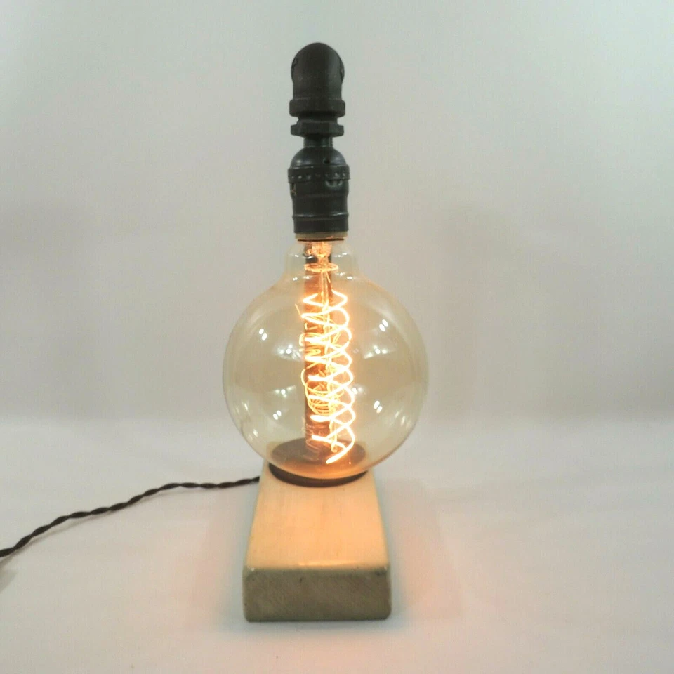 蒸汽朋克工业乡村烟斗爱迪生书桌梳妆台床边灯木质底座 — 第 3/4 张图片