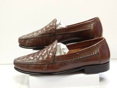 L Bostonian slip on Brown Leather Weaved Woven Loafers 27846 Men US
