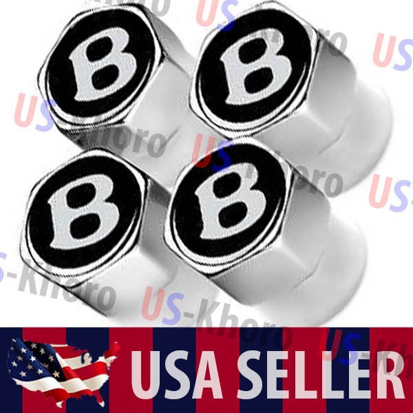 Bentley B Logo Valves Stems Caps Tires Emblem Rims Wheels 4 Set OEM 3