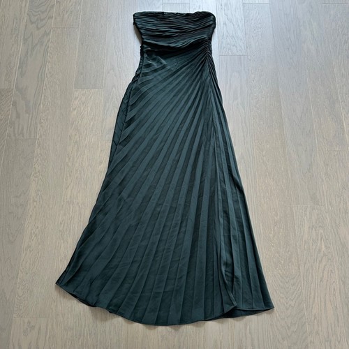 A.L.C. Bianca Strapless Pleated Maxi Dress Forest Green ALC - Size 0 - Picture 2 of 12