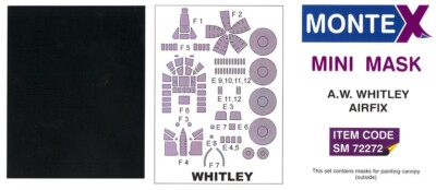 Montex 1/72 ARMSTRONG WHITWORTH WHITLEY CANOPY & WHEELS PAINT MASK Airfix
