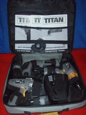 Titan, 10.8v Drill, Impact Driver, Multi-tool Set, Charger, 2 x Batteries & Case