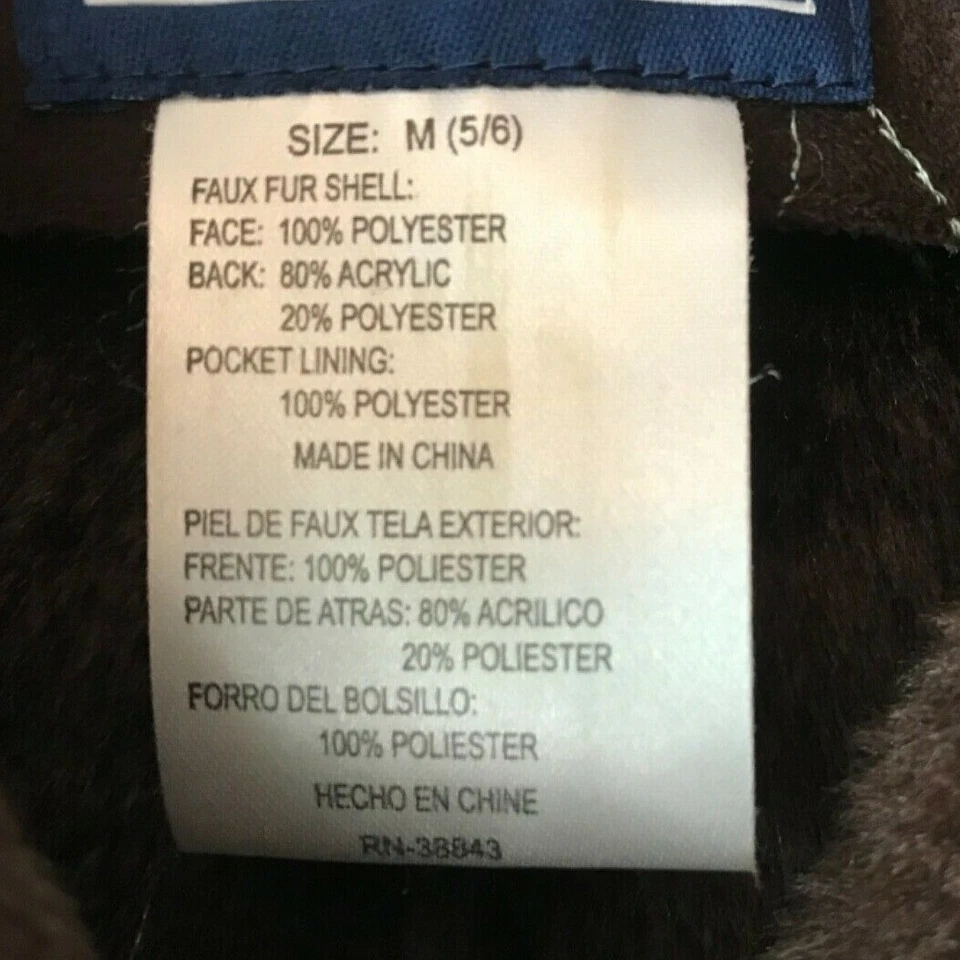 ROTHSCHILD WINTR COAT wHOOD GIRLS SZ 5/6 BROWN FAUX SUEDE & FUR EMBROIDERED EUC - Image 4 of 4