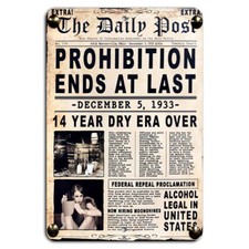 The Daily Post Prohibition Ends December 5 1933 Vintage Sign - Historical Decor