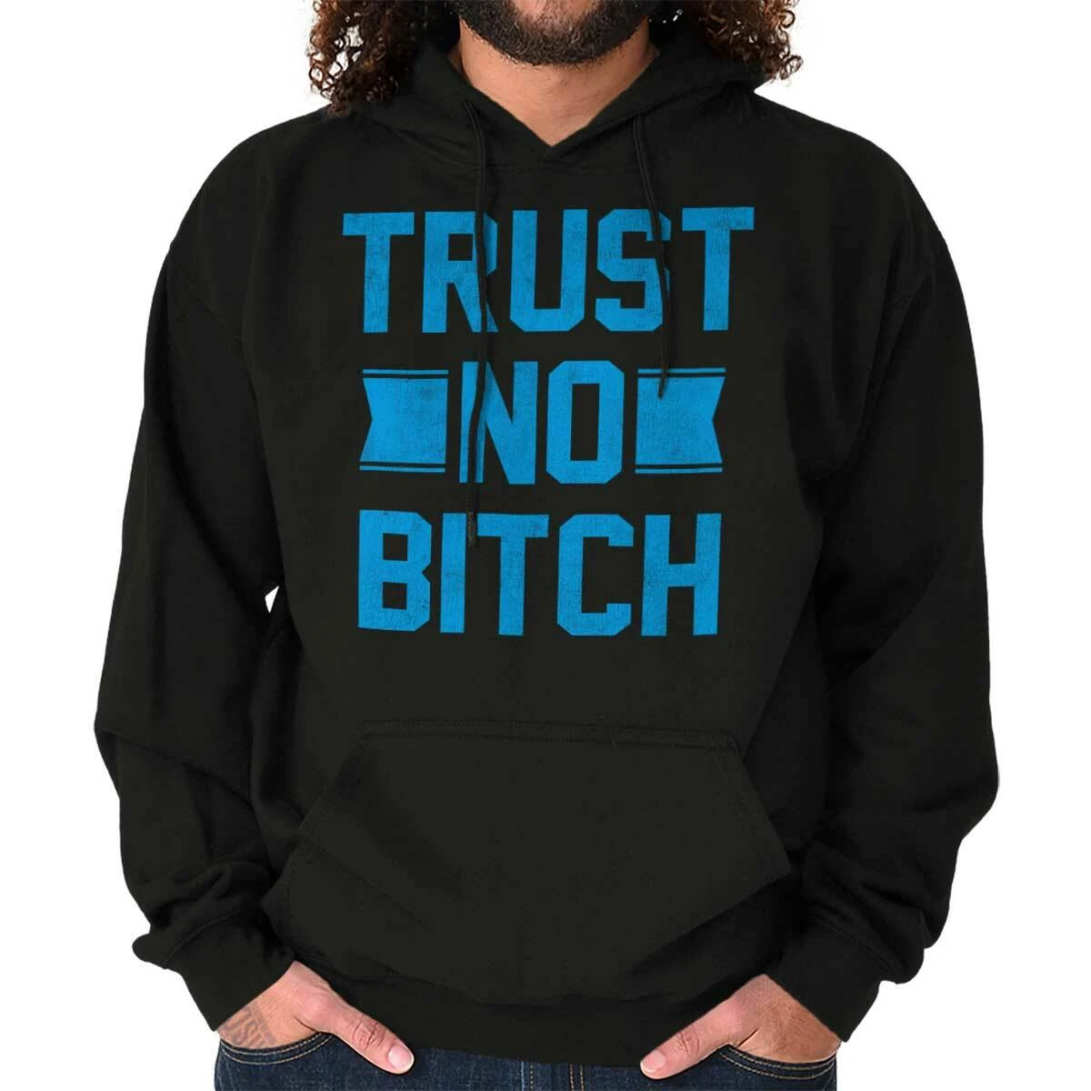 RHUDE Felpa con cappuccio Trust No B**h Funny Rude Insult Attitude donna maniche lunghe