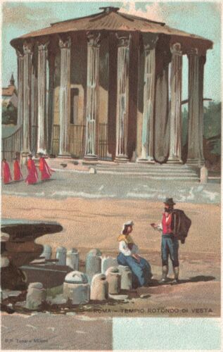 Vintage Postkarte Tempio Rotundo Di Vesta Tempel von Vista Rom Italien - Bild 1 von 2