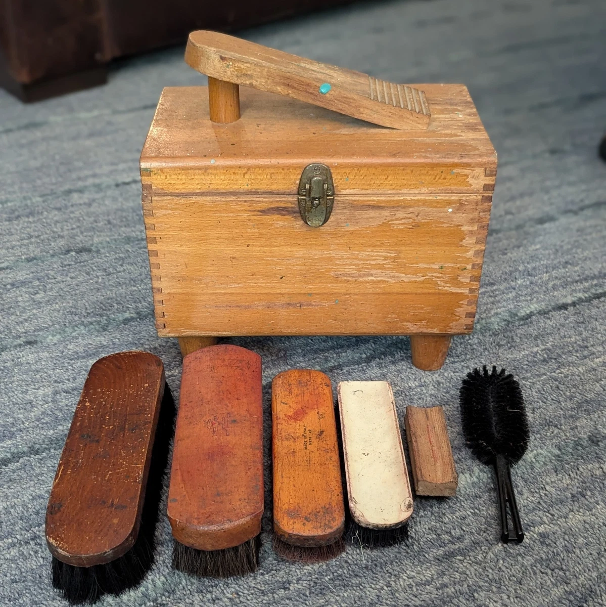 アンティーク　Shoe & Boot Cleaning Box オレンジ 25+ Original 1950s Vintage Shoe Shoe Shine Boxes for sale