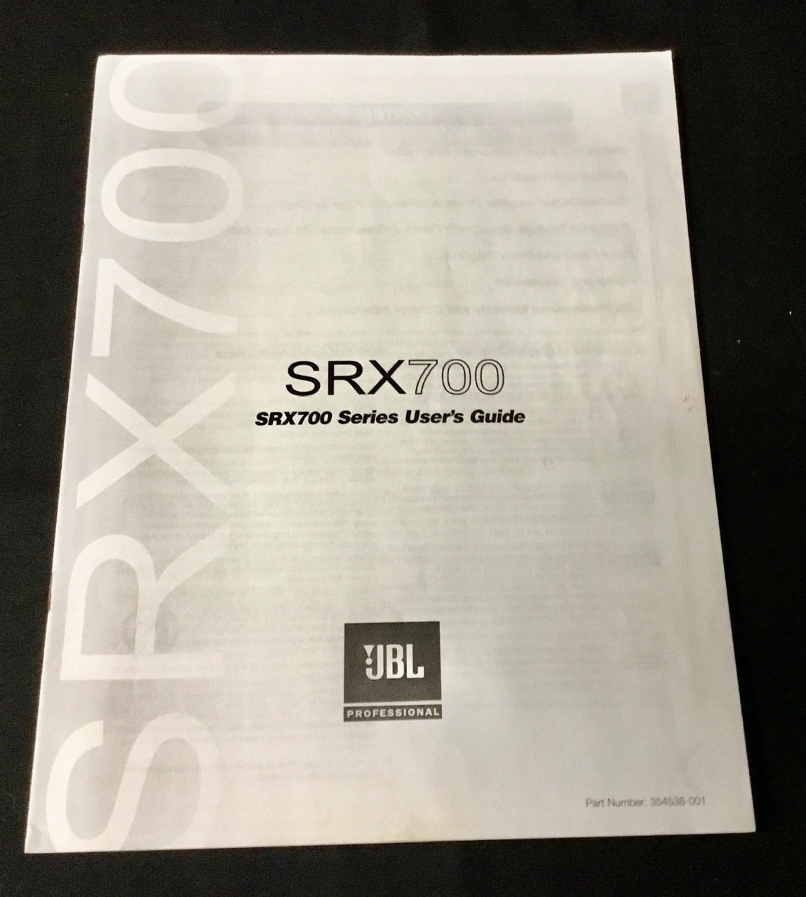 JBL  SRX 700 Series Original User's Guide