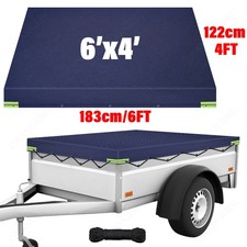 Dark Blue Trailer Cover with Bungee Cord 6'x4' - Heavy Duty Waterproof Tie Down