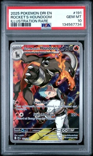 2025 POKEMON DESTINED RIVALS ILLUSTRATION RARE #191 TEAM ROCKETS HOUNDOOM PSA 10