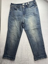 Time And Tru Size 14 Womens Jeans Ankle Light Distress High Rise Med Wash
