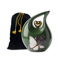 Green Teardrop Cremation Urn Adult Human Ashes 200 Cu In Memorial Female Earns