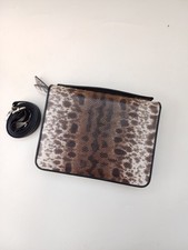 Brown Genuine Leather Double Zipper Handbag for Women with Crossbody Strap