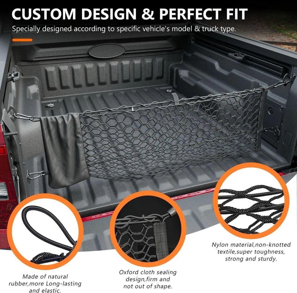 Cargo Storage Net Truck Bed Cargo Net 40.16''x16.14'' For 22-2025 Ford Maverick Foto 4 de 4