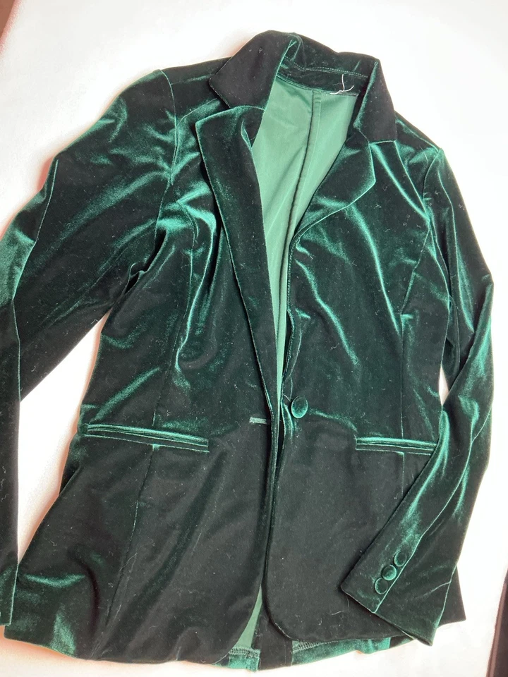 Chaqueta Blazer Mujer Terciopelo Un Botón Esmoquin M Verde Esmeralda Cachicho Foto 4 de 4