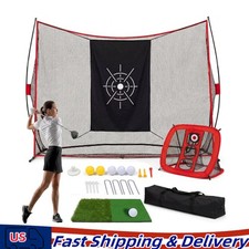 10x7ft Heavy Duty Steel Frame Golf Practice Net for Driving with Targets Cloth