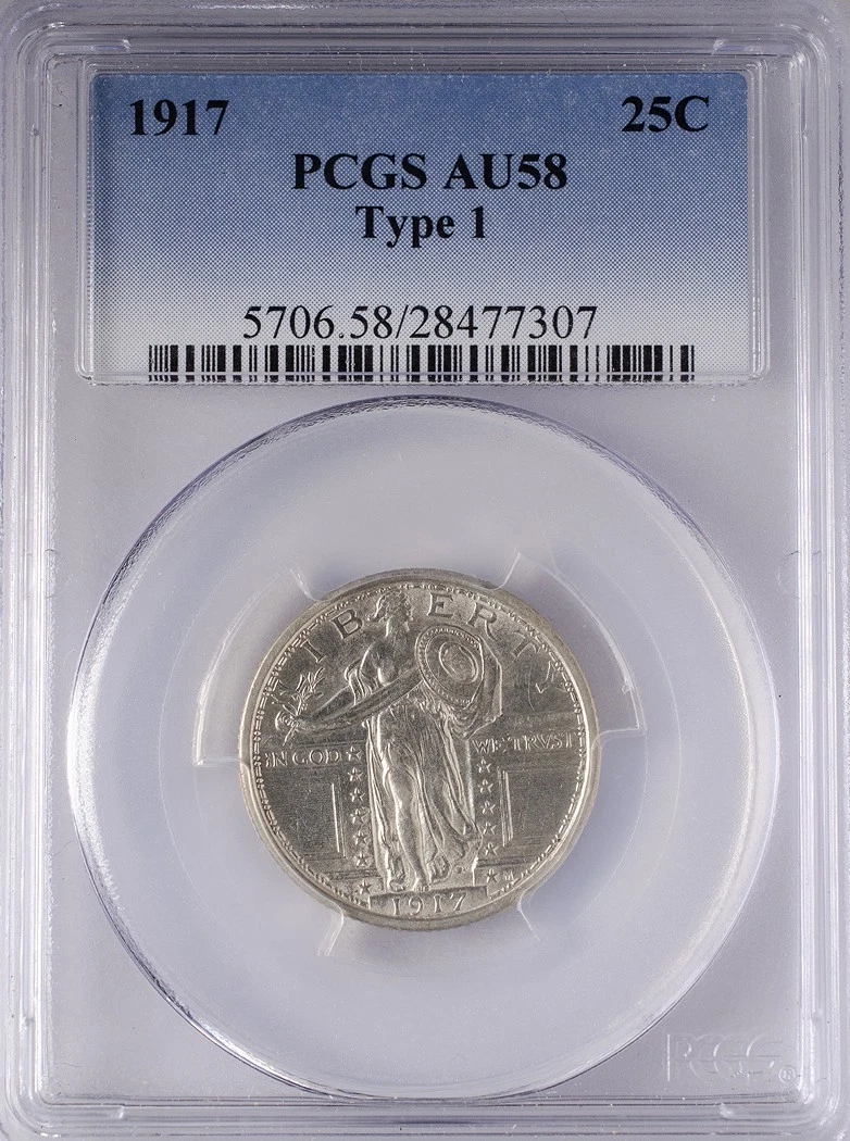 AU 58 Graded 1917 Year Standing Liberty US Quarters (1916-1930