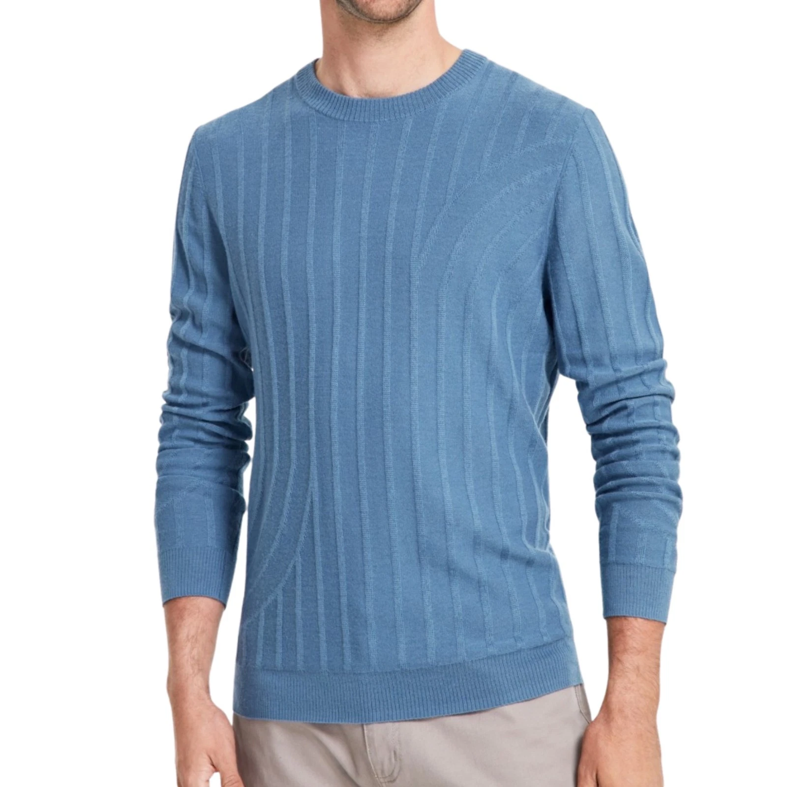 ALFANI Wool Blend Textured Sweater sz 2XL XX-Large Blue Shale