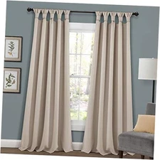  Insulated Knotted Tab Top Blackout Window 52"W x 95"L (Pack of 2) Wheat