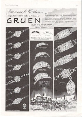 Gruen 1937 Vintage Print Ad Watches Curvex Collectible Christmas Gift