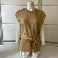 MAEVE By Anthropologie Belted Muscle Sweater Vest Women's Size L Honey