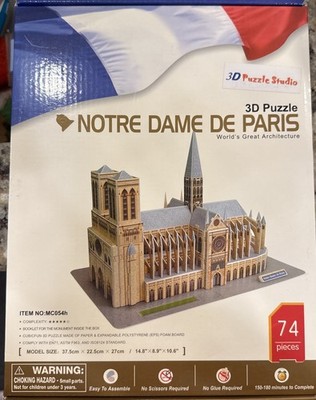 3D Puzzle Cubic Fun Notre Dame De Paris World's Great Architecture NEW