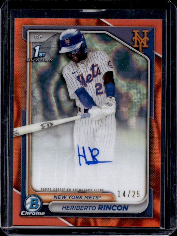 2024 Bowman Chrome Heriberto Rincon Auto Orange Lava Refractor 1st #14/25