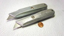 2 Vtg CRAFTSMAN Utility Knives USA Fixed And Retractable Blades USA Crown Logo