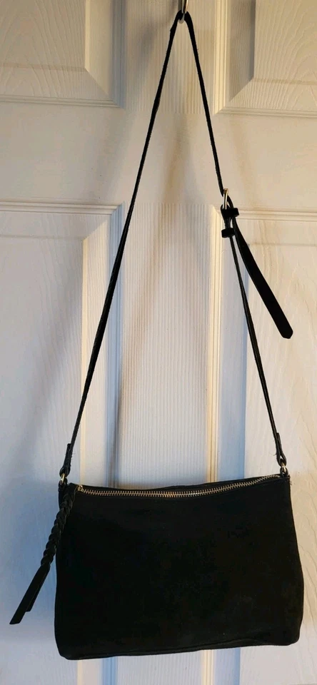 H&M Black Real Suede Crossbody Bag Handbag - Image 3 of 4