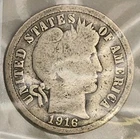 1916 Barber Silver Dime 10C - Philadelphia Mint