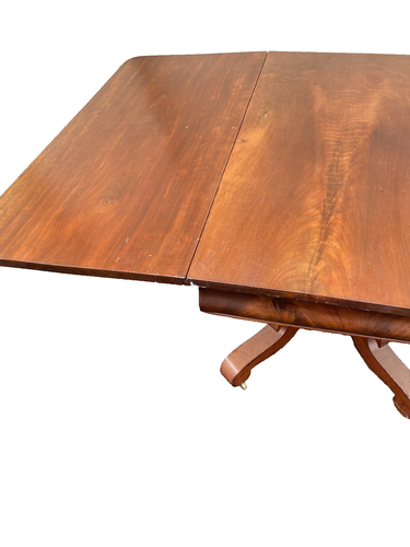 66221 Antique Empire Dropleaf Mahogany Dining Table TOP SIDES UP 63" x 40" - Picture 8 of 14