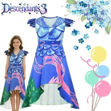Descendants 3 Mal Blue Fancy Dress Costume Girls Party Clothing Birthday Cosplay
