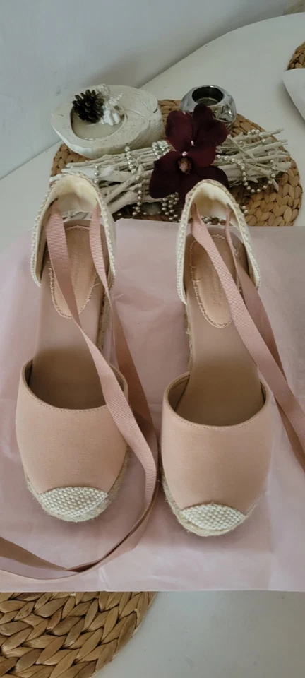 2x Espadrilles Wedges Set Gr.40 NUDE-ROSA + SCHWARZ LONDON Rebel SCHNÜRUNG - Bild 2 von 4