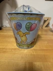 New Schylling Winnie the Pooh Tin Sand Pail w/Wire & Wood Handle, Shovel & Molds