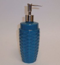 NEW WICKER WOVEN TEAL GREEN CERAMIC BATHROOM,KITCHEN SOAP,LOTION DISPENSER