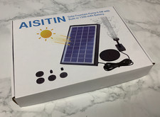 Brand New, AISITIN 6.5W Solar Fountain Pump, Built-in 1500mAh Battery, 6 Nozzles