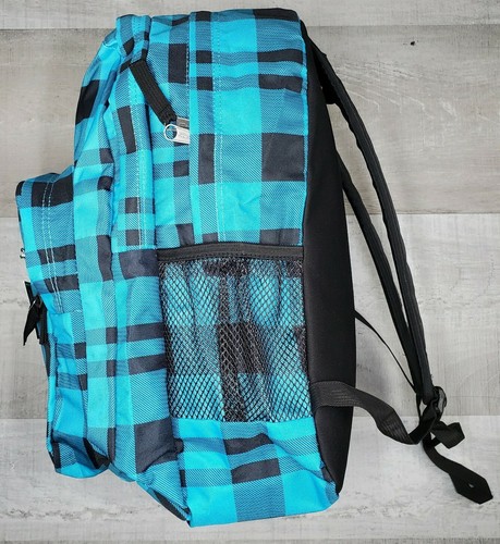 JanSport Trans Supermax Black Blue Plaid Backpack 2200 Cu . In. NEW With Tags - Picture 2 of 7