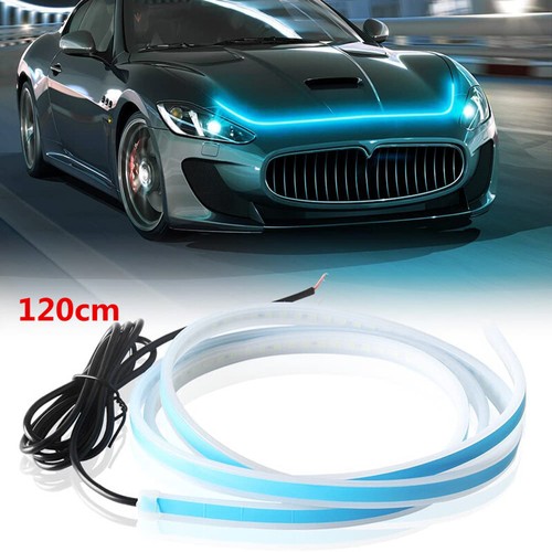 Car Hood Flexible Strip Led Daytime Running Light Waterproof 120cm Lamp Ice Blue - Picture 1 of 10