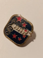 Music Notes Award Red Stars Square Lapel Tack Pin