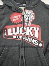 Lucky Brand Blue Jeans Unisex Little Kids Size 4-5 Zip Front Hooded Jacket