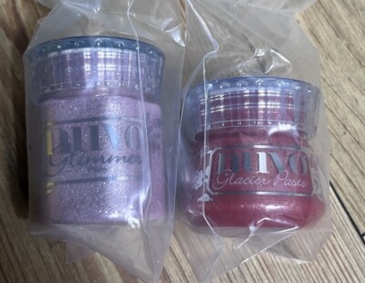 NUVO Rosa und Rot Glitzer Stoff Glas Acetat Holzfarben 2 x 50 ml Paste